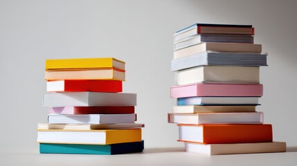 Colorful book stacks, studio shot, knowledge, reading