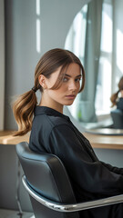 Fototapeta premium Voluminous Ponytail with Soft Waves and Bounce