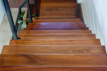 Wood staircase inside contemporary white modern house,stairs apartment architecture design house...