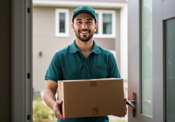 Smiling Delivery Person with Package