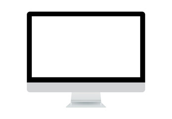 Front-facing silver 3D-rendered computer monitor with a blank screen, isolated on a transparent background. Perfect for modern tech mockups, presentations and websites.