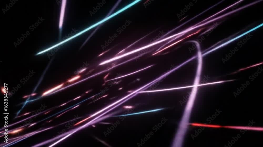 Poster abstract speed lines light streaks on dark background, dynamic motion effect