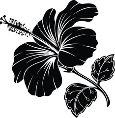 Black Hibiscus Flower vector icon Hibiscus Flower vector silhouette