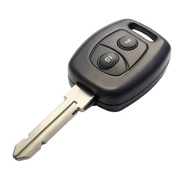 Closeup of a Black Car Key with Remote Control Buttons
