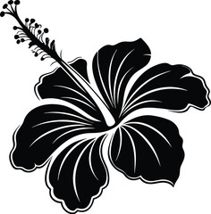 Black Hibiscus Flower vector icon Hibiscus Flower vector silhouette