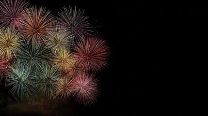 Fototapeta premium festive fireworks in the black night sky background no logos no brands ar 169