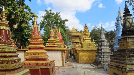 Stupa, traditional Buddhist burial tombstones at a temple in siem rep,kambodia
