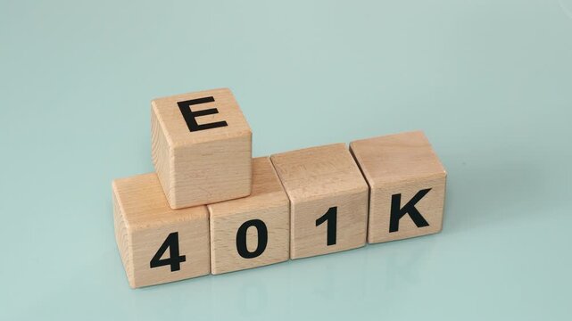 401K and ETF symbols. Exchange Traded Fund and American Retirement Plan icons. Retirement funds investing in exchange-traded funds.