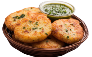 Aloo Tikki isolated on white background, png