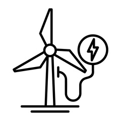 Wind Power Icon Vector Illustration Line Version