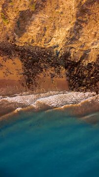 Drone shot of water and rocks