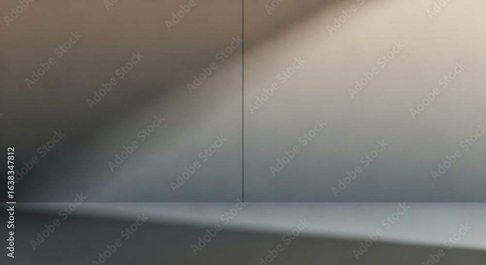 Poster minimalist grey wall with a vertical line and soft shadows creating a simple abstract background