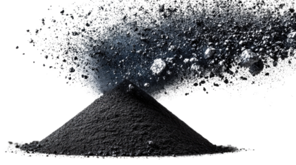 Black Powder Explosion: A dramatic moment capturing the dynamic burst of black powder, forming a captivating shape against a contrasting background.