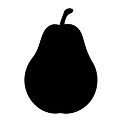 Silhouette of a ripe pear with stem on an isolated background