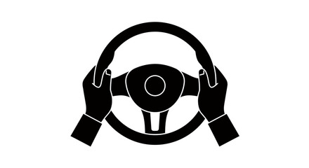 High-quality vector PNG image of hands gripping a car steering wheel, ideal for automotive design projects, transportation websites, or driving-related illustrations.  The image is simple, clean, and