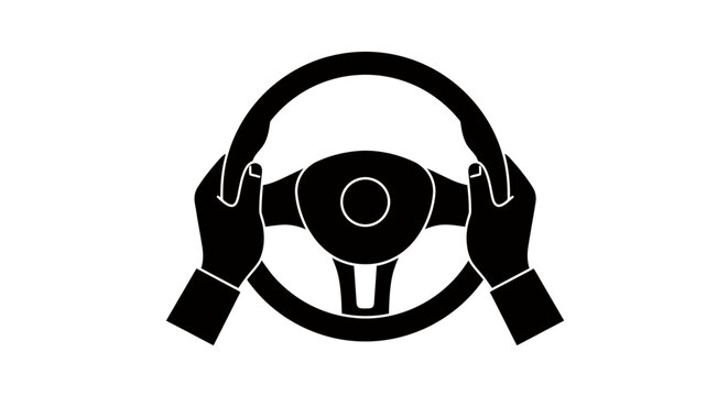 High-quality vector PNG image of hands gripping a car steering wheel, ideal for automotive design projects, transportation websites, or driving-related illustrations.  The image is simple, clean, and