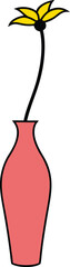 A flower vase with a single long stemmed flower illustration