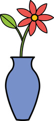 A flower vase with a single long stemmed flower illustration