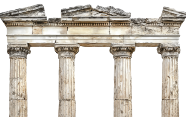 Ancient Greek antique temple isolated on white background, png