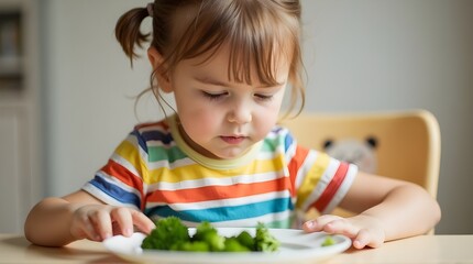 little girl eating salad