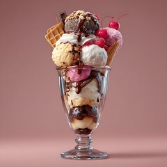 Ice Cream Sundae with Toppings	
