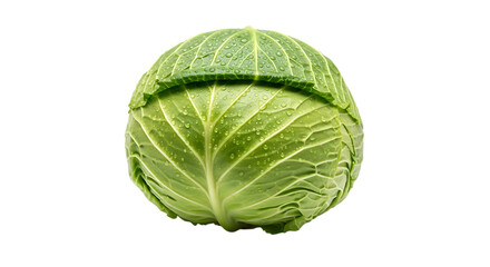 Obraz premium Fresh green cabbage isolated on transparent background, showcasing its vibrant color and healthy appeal, perfect for salads, cooking, and promoting a balanced diet