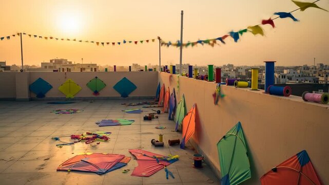 Rooftop Kite Festival: Celebration Under the Setting Sun