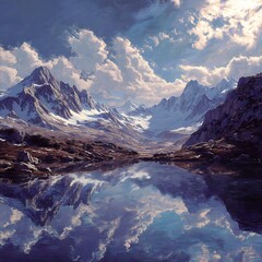 Mountain Lake with Reflection	