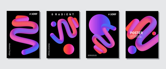 Colorful Abstract Poster Set – Modern Gradient Shapes and 3D Elements