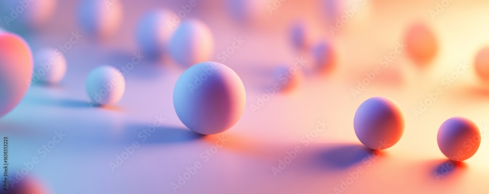 Aufkleber scattered spheres are illuminated by multiple colors with a soft glow