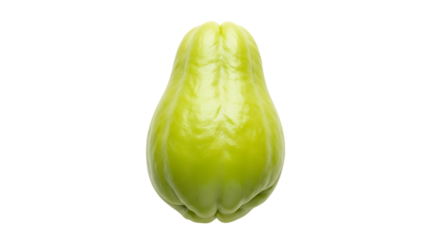 A fresh and vibrant chayote squash, isolated on transparent background, showcasing its unique pearlike shape and smooth, green skin, ideal for healthy eating