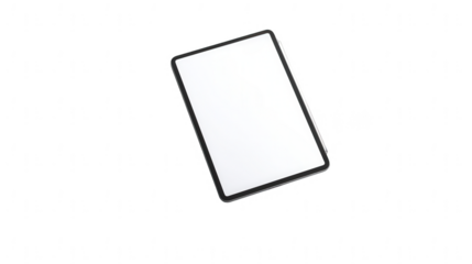 a blank tablet mockup floating on a white background, png, transparent