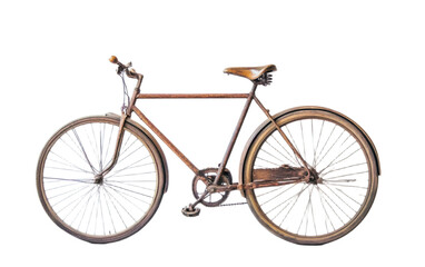 Antique bicycle isolated on white background, png