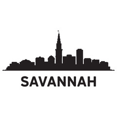 Fototapeta premium Savannah skyline silhouette. Black Savannah city. Vector black silhouette. with white background.