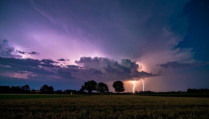Stormy night over a field