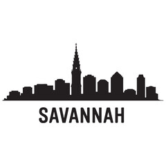 Obraz premium Savannah skyline silhouette. Black Savannah city. Vector black silhouette. with white background.