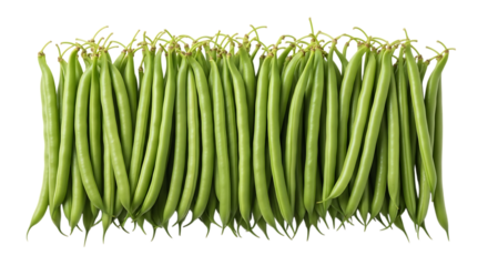Fresh green string beans isolated on transparent background, showcasing their vibrant color and smooth texture, a healthy and nutritious addition to any meal