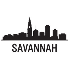 Obraz premium Savannah skyline silhouette. Black Savannah city. Vector black silhouette. with white background.