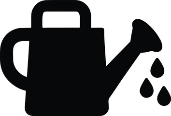 Silhouette watering can drips isolated gardening illustration vector illustrator