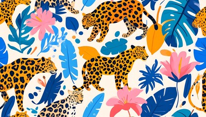 Leopard, tropical, floral, pattern