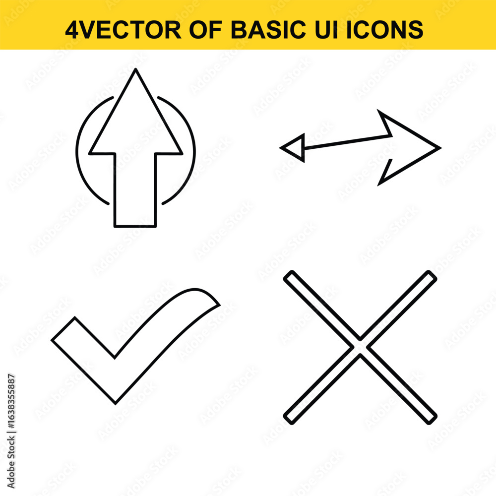 Poster simple hand drawn vector icons for user interface elements