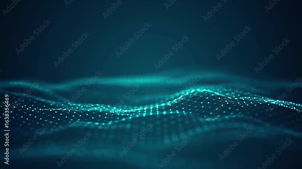 Poster Abstract blue wave vector background with a dynamic flow of light and curved lines for a digital business web design