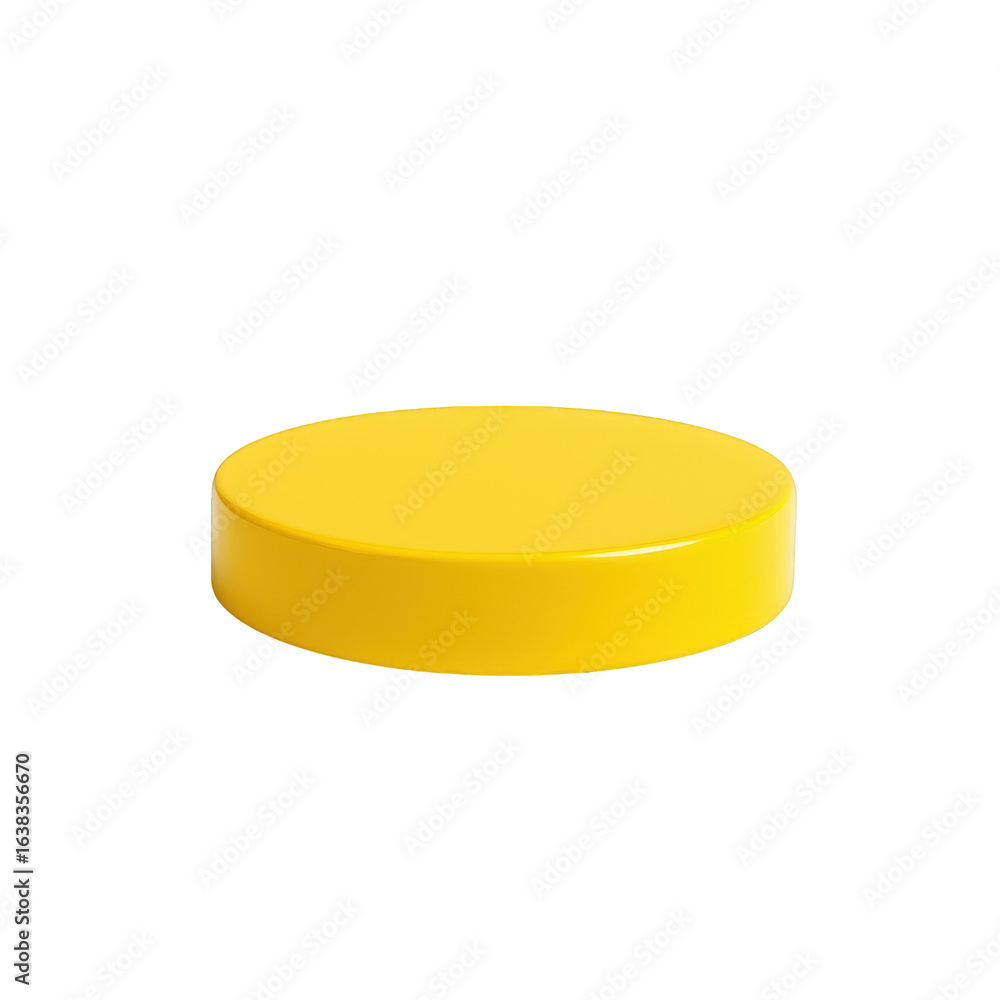 Poster vibrant yellow circular platform with smooth glossy finish, ideal for product display and modern des