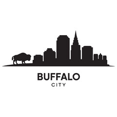Naklejka premium Buffalo skyline silhouette. Black Buffalo city. Vector black silhouette. with white background.