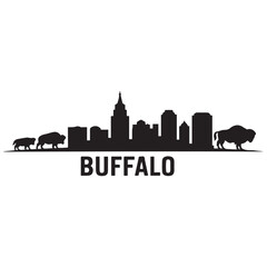 Obraz premium Buffalo skyline silhouette. Black Buffalo city. Vector black silhouette. with white background.