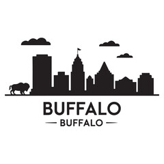 Obraz premium Buffalo skyline silhouette. Black Buffalo city. Vector black silhouette. with white background.