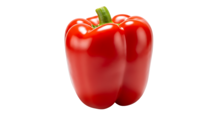 Vibrant red bell pepper isolated on transparent background, showcasing its smooth skin, crisp texture, and sweet flavor, perfect for adding color and nutrition to meals