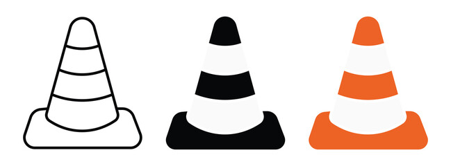 Traffic Cone vector icon collection, vector illustration set on white background .