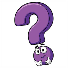 Question mark character thinking deeply. Cartoon style illustration showing curiosity and confusion, ideal for educational and inquiry themed designs.