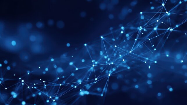 abstract connected dots on bright blue background technology concept no logos no brands ar 169